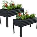 Vengarus Galvanized Raised Garden Bed Outdoor with Legs,481830in Metal Elevated Raised Planter Box for Backyard, Patio, Balcony, 300lb Capacity,Black(2PCS)