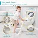 Forbena Potty Training Toilet Seat with Step Stool Ladder, Toddler Kids Potty Seat for Boys Girls, Non Slip Foldable Toilet Training Seat with Soft Cushion, Comfortable Handles (White-Grey)