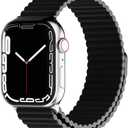 HeiKe Magnetic Silicone Band for Apple Watch Band 49mm 46mm 45mm 44mm 42mm 41mm 40mm 38mm for Men Women,Sport Loop iWatch Wristband Strap for Apple Watch Ultra 3 2 1 SE Series 11 10 9 8 7 6 5 4 3 2 1 (Black)