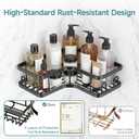 Veken Corner Shower Caddy 5-Pack, Advanced Rustproof Design, No Drilling Adhesive Shelves, Rack with Soap Holder, Bathroom Organizers and Storage, Wall-Mounted Kitchen&Home Decor,Black,Gifts for Mom