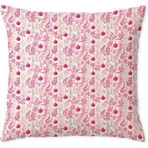 Pink Christmas Botanical Pillow Covers 18x18, Preppy Christmas Decor, Holiday Xmas Ball Ferns Pine Leaf Decorative Throw Pillow Covers for Couch Sofa Bedroom Living Room Home