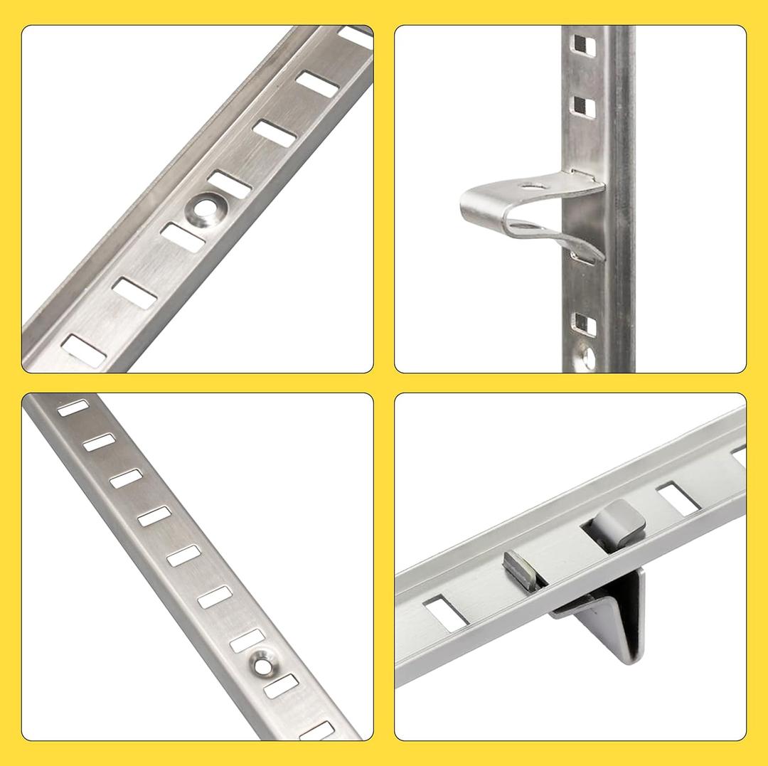 Adjustable Shelf Bracket 40 Inch 4 Pack Silver Shelf Pilaster Strips Shelf Rail Shelf Track Adjustable Wall Shelves Shelf Standards and Supports for Cabinet Closet Organization Adjustable Shelf Bracket 40 Inch 4 Pack Silver Shelf Pilaster Strips Shelf Rail Shelf Track Adjustable Wall Shelves Shelf Standards and Supports for Cabinet Closet Organization