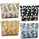 4 Pcs Makeup Bags Daisy Flower Embroidery Make up Organize Large Zipper Cosmetic Pouch Travel Toiletry Organizer Floral Embroidery Craft Gifts for Women and Daisy Lovers