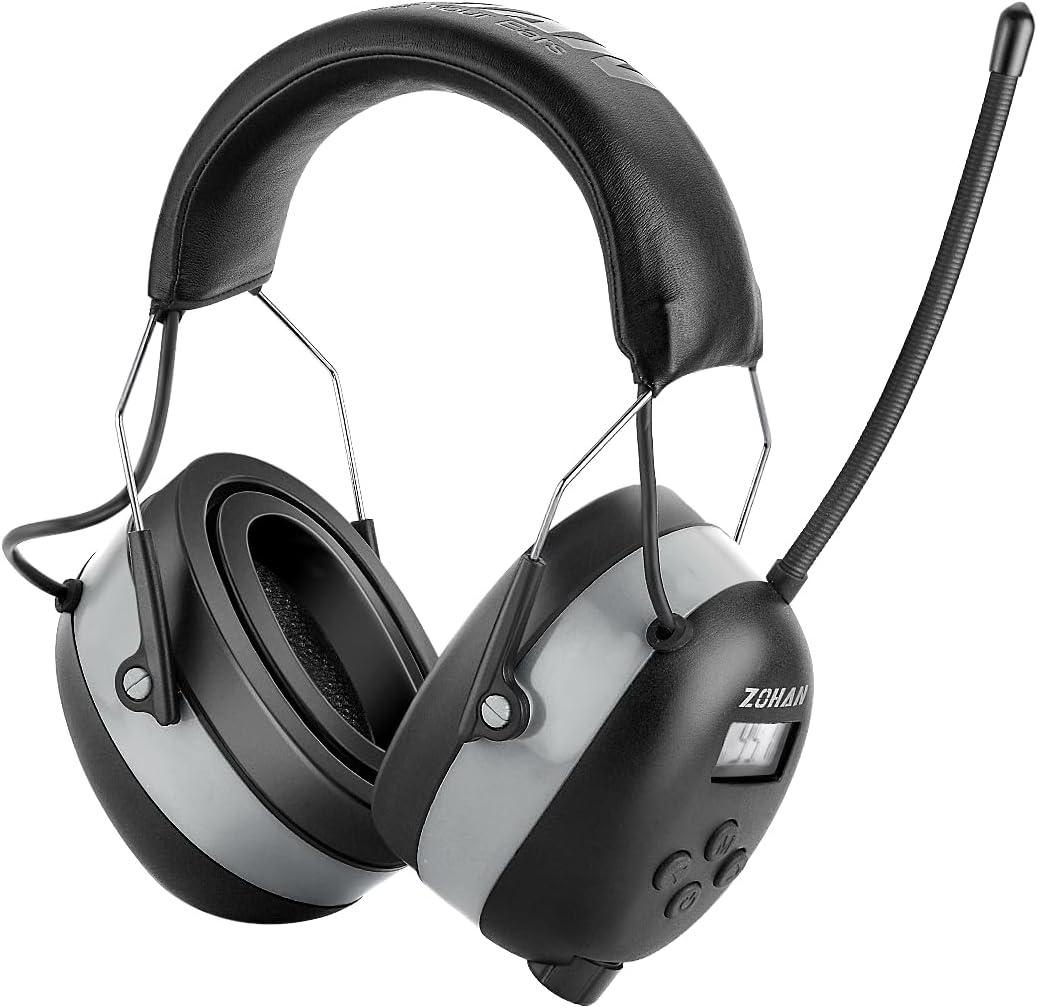 ZOHAN EM042 AM/FM Radio Headphone with Gel Pads,Ear Protection Noise Reduction Safety Ear Muffs,Ultra Comfortable Hearing Protector for Lawn Mowing and Landscaping (Gray with Gel Ear Pads)