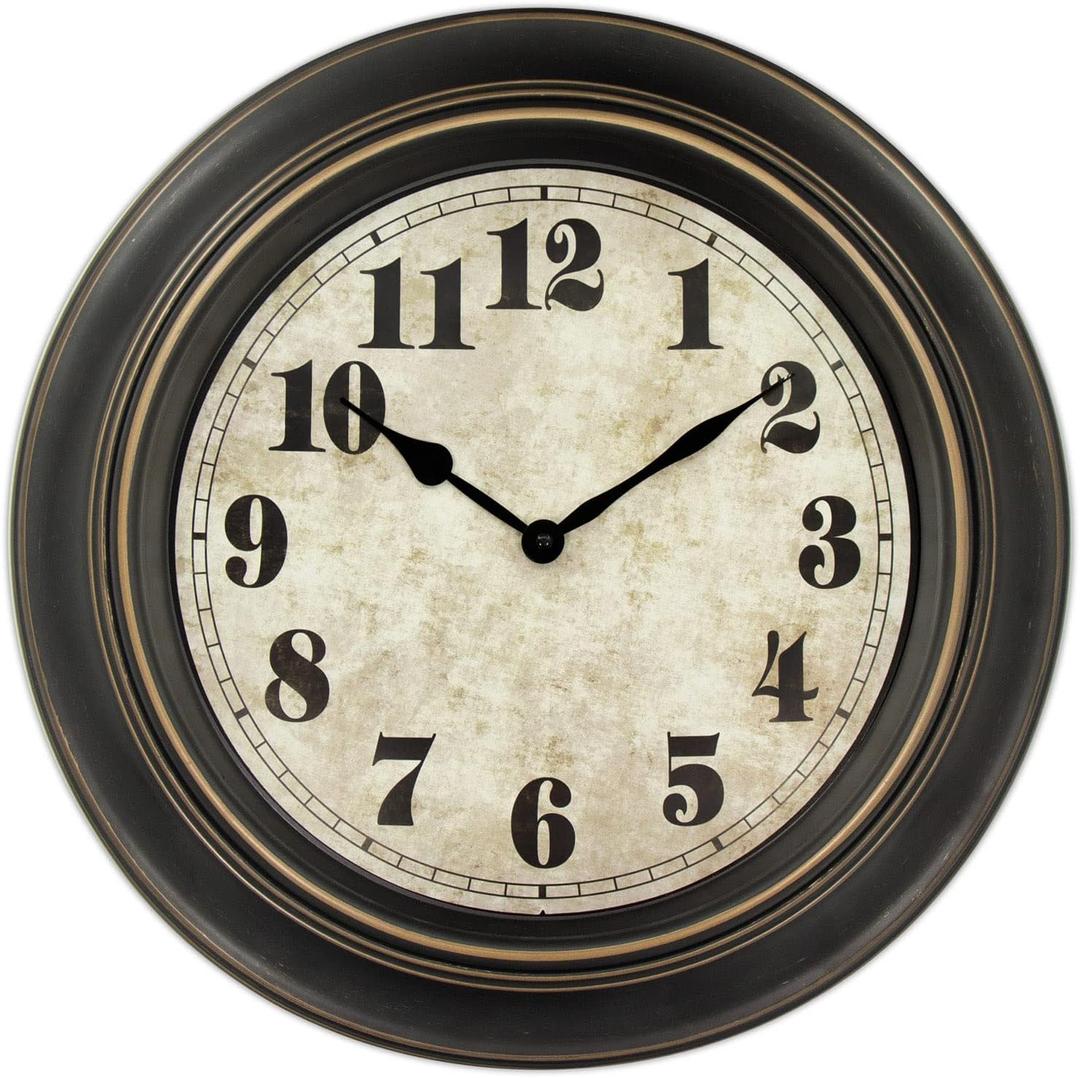 45MinST 18 Inches Retro Wall Clock, Silent Non Ticking Battery Operated Movement, Home/Wall Decor, Easy to Read, Decorate Bedroom/Living Room/Office (18'' Balck Gold)