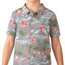 SSLR Big Boys Hawaiian Shirt, Kids Hawaiian Shirt, Flamingos Shirt Short Sleeve Luau Shirt for Kids (Gray, XL)