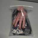 Women Wednesday Addams Wigs with Thing Hand Necklace and Headband Long Black Braided Wigs with Bangs for Halloween