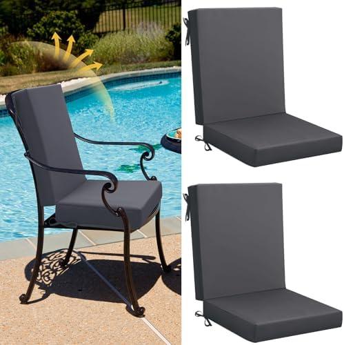 Patelai 1 Set Outdoor Dining Chair Cushions Patio Dining Chair Cushions High Back Weather Resistant for Outdoor Furniture 42 x 21 x 3 in(Dark Grey)