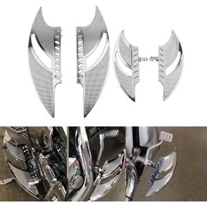 Motorcycle Floorboards CNC Tomahawk Footboards Footpegs Fit for Harley Touring Electra Glide Street Glide Road Glide Softail Dyna (F+R Floorboards Set (Chrome))