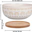 Eightpot 8 Inch Ceramic Succulent Planter Pot with Drainage Hole and Saucer Round Shallow Planter for Indoor Plants, White