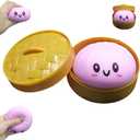 Dumpling Squishies, Large Dumpling Squishy, Mystery Jumbo DumplingSquishy,Food Steamer Stretchy Desk Toys, Cute Anxiety Relief Fidget Toy, Soft Squeeze Decompression Dough for Adults(Purple with Eyes)