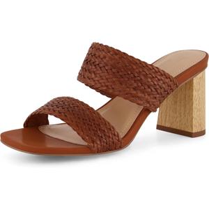CUSHIONAIRE Women's Ilya woven heel sandal +Memory Foam (9.5, Cognac)