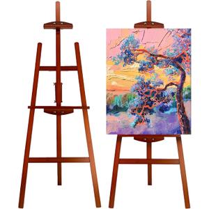 Adjustable Wooden Painting Easel, Pine Art Easel Stand Hold up to 43'', Painting Canvas for Wedding Sign and Poster, Drawing for Adults, Begginners and Students, Walnut