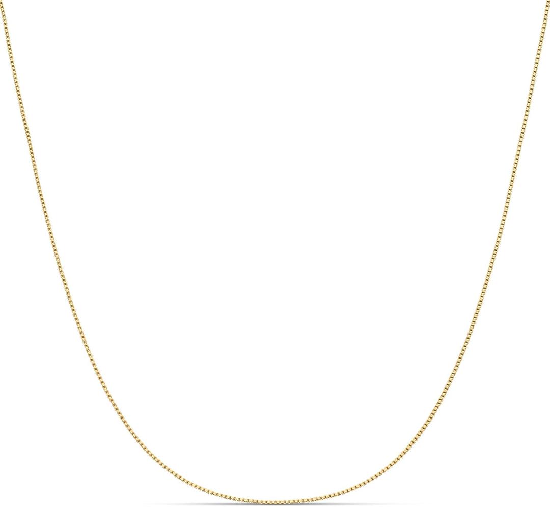 Amazon Essentials Sterling Yellow Gold Thin 0.8mm Box Chain Necklace