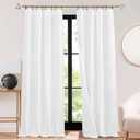 RYB HOME 3 in 1 Soundproof - Blackout - Insulation Linen Curtains, Noise Blocker Energy Saving Curtains for Bedroom Living Room Door Drapes Studio Home Office, White, W52 x L108 in, 2 Panels
