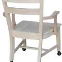 IC International Concepts, Solid Wood Dining Chair with Casters, Unfinished, 225lbs wt capacity, Solid Real Wood, Sturdy Parawood, DIY, Paint/Stain Ready, Unfinished, 24.4"W x 22"D x 35"H