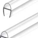 2 Pack U-Type Frameless Shower Door Seal, 78" x 3/8" Shower Door Side Seal Strip Bottom Seal Door Sweep for 3/8" Thick Glass Waterproof and Super Clear-Stop Shower Leaks Seal Strips