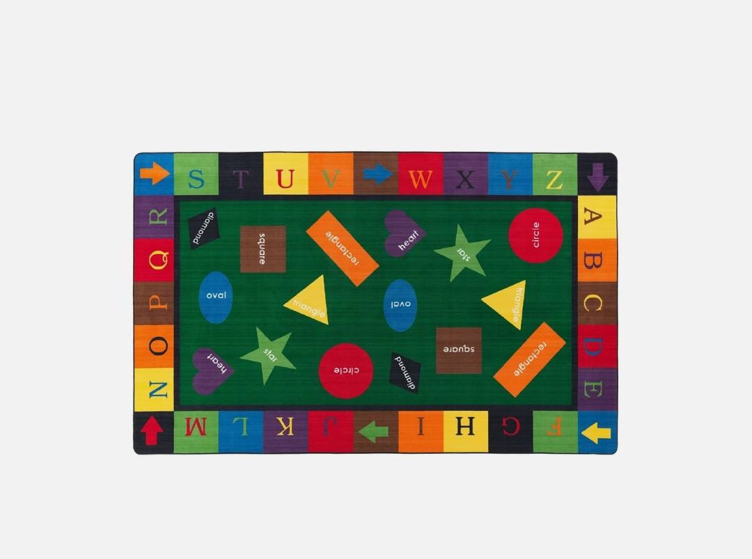 KIDCARPET.COM Shapes & Alphabets - Bright Rectangle Classroom Rug | Bordered Area Rug for Preschool Daycare Learning 7'6" x 12" Ft