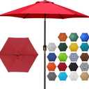 Blissun 7.5 ft Patio Umbrella, Yard Umbrella, Outdoor Market Umbrella with Push Button Tilt Crank (Red)