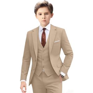 Suits for Boy Slim Fit Formal Dress Outfit Toddler Suit Blazer Vest Pants Kids Tuxedos (10, Champagne-3pcs)