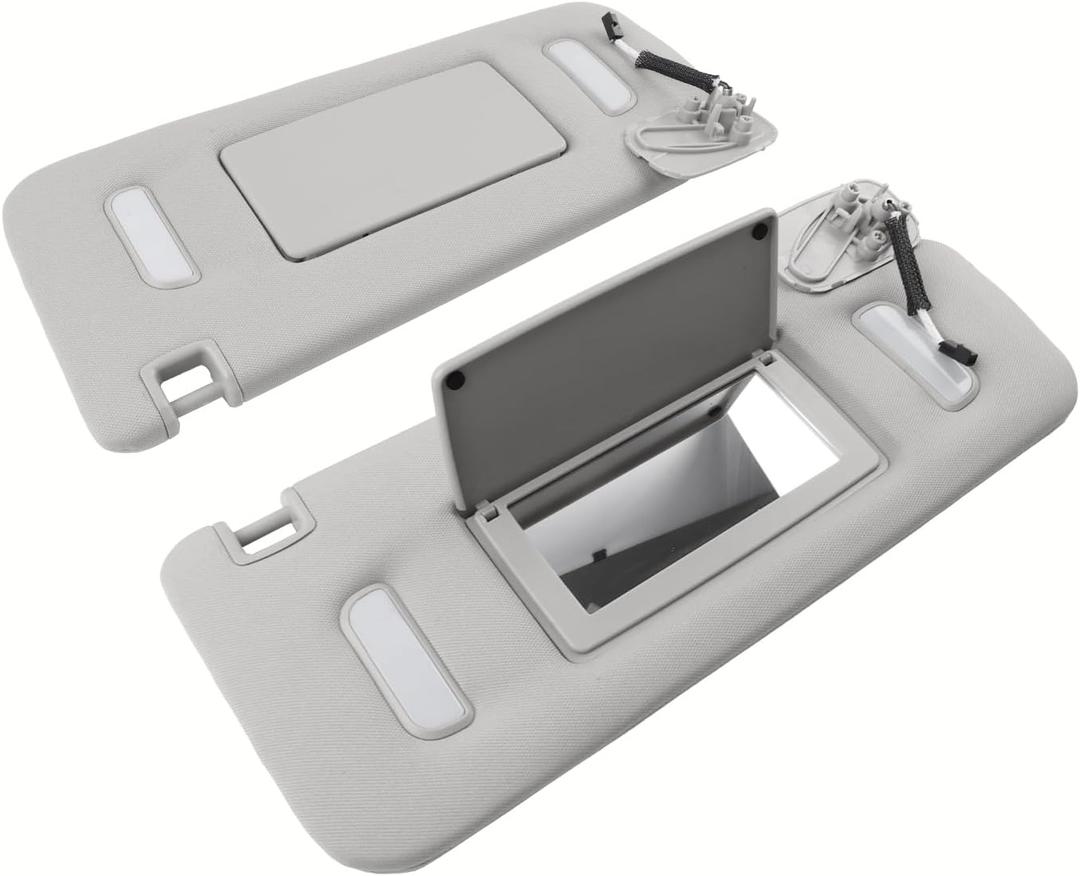 1 Pair Gray Sun Visor fit for 2007-2014 Chevy Silverado 1500 Suburban 1500 2500 Avalanche Tahoe GMC Sierra Yukon XL Cadillac Escalade Replaces 22850306 22850310
