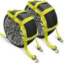KODIAK STRAPS Adjustable Wheel Net Tow Basket Straps with Swivel J Hooks (2 Pack) - Universal for 14"-22" Tires - Strap for Dolly with Ratchet or Winches, 10,000lbs Break Strength