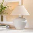 YEPDIN 15.3" White Streak Ceramic Pot Table Lamp, Ceramic Decorative for Home Decor, Bedside Table, Bedroom, Living Room, TL01