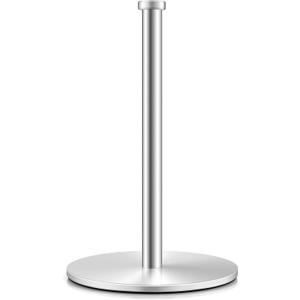 Stainless Steel Paper Towel Holder, Kitchen Towel Holder, Paper Towel Holder Brushed Nickel, Steady Paper Towel Holder Countertop with Solid Weighted Stainless Steel Base, Paper Towel Roll Holder (Silver)