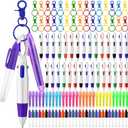 Fulmoon 120 Pcs Nurse Pen Set for Badge Accessories Retractable Ballpoint Pen Mini Highlighters Permanent Marker Nursing Keychain Clip Nurse Gifts Bulk for Women Appreciation Gift(Bright Colors)
