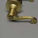1 Pack Gold Door Handle, Entry Door Handles with Keys in Satin Brass Finish, Keyed Alike Interior Door Levers for Living or Bedroom, Wave Style Lever for Right Hand