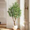 Erimda 6FT Faux Olive Tree with Tall Exquisite Planter Artificial Olive Tree Tall, Potted Fake Olive Plant with 1260 Real Touch Leaves, Indoor Outdoor Home Garden Office Decor