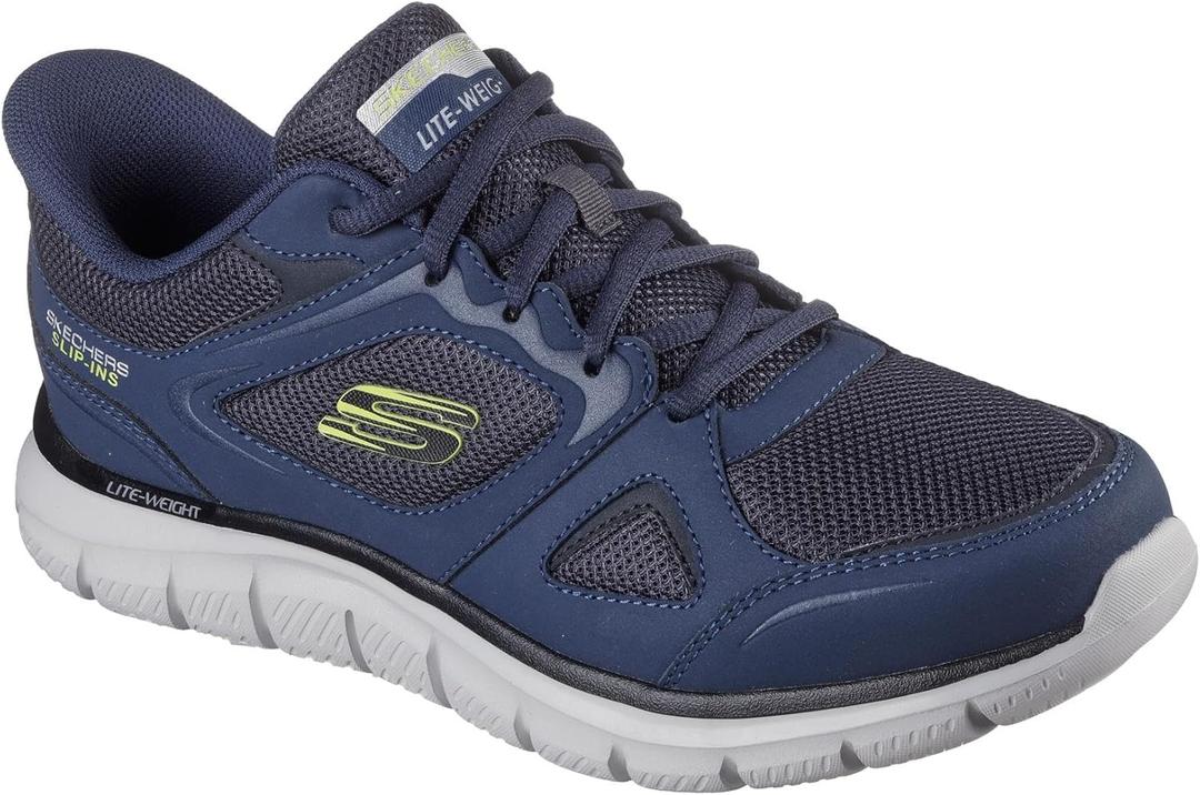Skechers Mens Track Ezral Hands Free Slip-in (11.5 Wide, Navy/Lime)