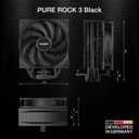 be quiet! Pure Rock 3 Black CPU Air Cooler | 4 High Performance 6mm Heat Pipes with HDT Technology | 120mm PWM Fan | AMD:AM4 AM5/Intel LGA 1700/1150/1151/1200 | Black | BK039