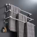 Towel Bars Hanger Freely Retractable 20-30 Inche Stainless Steel 304 Bath Rack Strong 3M Adhesive Bathroom Wall Free mounting Hole-Installing washroom Kitchen Space Saving 3 Bars