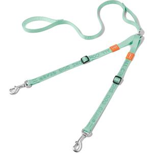 HOWGO Double Dog Leash, No Tangle 360 Swivel, Adjustable Two Padded Handles, Double Clip Dog Leash Coupler Splitter for 30~150 lbs Large and Medium Breeds (Mint Green, 4/5'' x 4.8 FT, Ultralight)