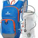 Nepest Kids Hydration Backpack, Mini Water Backpack with 1.5L Water Bladder for Hiking Cycling Running (Blue)