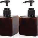 Pump Bottle, Refillable Plastic Empty Lotion Soap Dispenser Liquid Container for Bathroom Shampoo and Body Wash, 8.5oz/250ml, Amber, 2 Pack