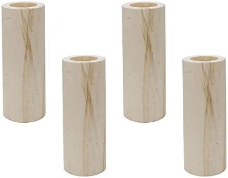 Tsnamay 4Pcs Cylinder Wood Bed Risers Furniture Risers Wooden Solid Original Color for DIY Painting Sofa Couch Chair Table Increase Legs Inner Dia.1.77",Increase Height 5.9 Inches