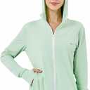 Commollis Sun Protection Clothing Women - Long Sleeve Zip Up Hoodie Women for Running, Athletic Hiking Jacket Sun Shirt (Green, L)