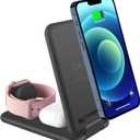 elec Space Wireless Charger, 3 in 1 Qi-Certified Folding Fast Wireless Charging Station for iPhone 14/13/12/11/X/XR/Xs Max, Apple Watch Series and Airpods, Compatible with Samsung S22/S21 (Black)