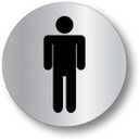 Elegant Mens Toilet Sign - 70mm Circular - Metallic Steel Finish