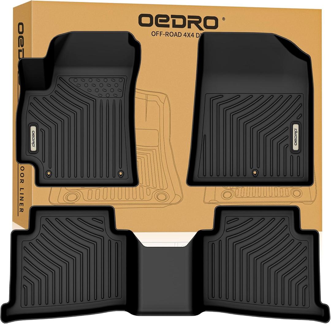 OEDRO Floor Mats Fit for 2021-2026 Kia Seltos, All Weather TPE Car Liners Custom Fit Seltos S, SX, LX, EX, X-Line Accessories, 1st and 2nd Row