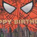 Red Spider Web Superhero Photo Backdrop Banner - 6x4 Ft Vibrant Vinyl Background for Boys Birthday, Baby Shower, Superhero Party Decorations (Red Spider) (C1)