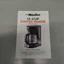 Mueller 12-Cup Drip Coffee Maker - Borosilicate Carafe, Auto-Off, Reusable Filter, Anti-Drip, Keep-Warm Function, Clear Water Level Window Coffee Machine, Kitchen Essentials & Accessories (Black)