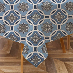 Majestic Giftware Tablecloth for Rectangle Table ((TCH25-65220) | Indigo Color 100% Cotton Twill Dining Table Cover | Decorative Washable Tablecloth for Birthday, Home, Kitchen, Dining (65X220)