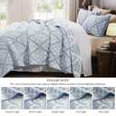 Exclusivo Mezcla Cotton Quilts King Size Blue | Soft Lightweight Bedspread, Breathable Prewashed Yarn Dyed Muslin, All Season Bedding Set, Boho Coverlet With 2 Pillow Shams