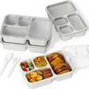 Large Capacity Bento Box for Adults, 4-Piece Set  Stackable Lunch Box with 4 Compartments, Microwave & Dishwasher Safe, Reusable Meal Prep Containers, Snack Containers for Kids & Adults (White)