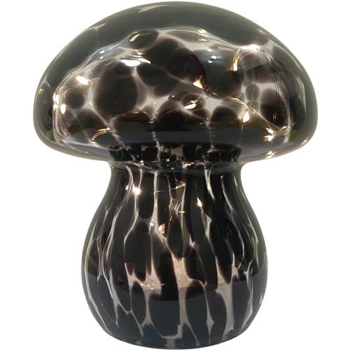 JBGIYOSG Mushroom Table Lamps Night Lights Cute Glass Nightstand Bedside Desk Lamps for Bedroom Living Study(Bulb Included) - Black