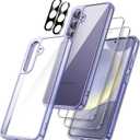 JETech 5 in 1 Case for Samsung Galaxy S24 5G with 2-Pack Each Tempered Glass Screen Protector and Camera Lens Protector, Non-Yellowing Shockproof Bumper Phone Cover (Cobalt Violet) (Cobalt Violet)