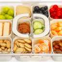 Divided Serving Tray with Lid and Handle,Snack tray Storage Organizer with lid,Portable Snackle Box Charcuterie Container,Snack Platters for Fruit, Nuts, Candy, (1 Pack-12Compartments)